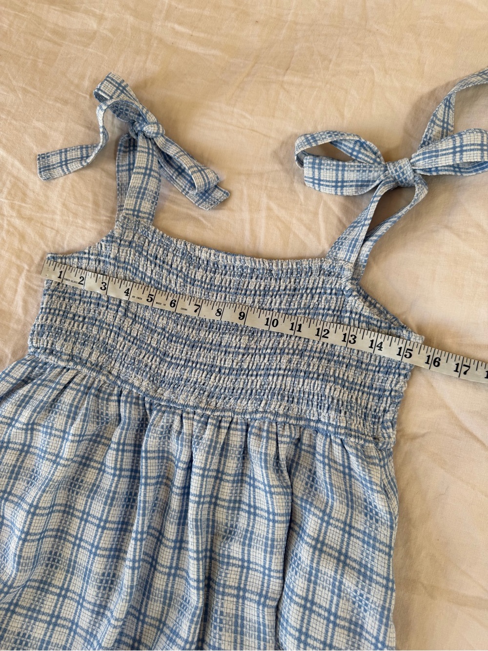 Carly Jean Blue Plaid Print Tie Sleeve Maxi Dress Size Small - Picture 8 of 10